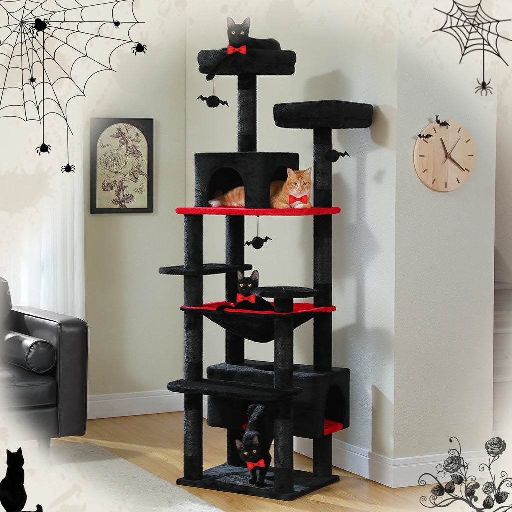 Large Cat Tree and Tower for Indoor Cats With Sisal-Covered Scratching Posts, Padded Perches and Condo