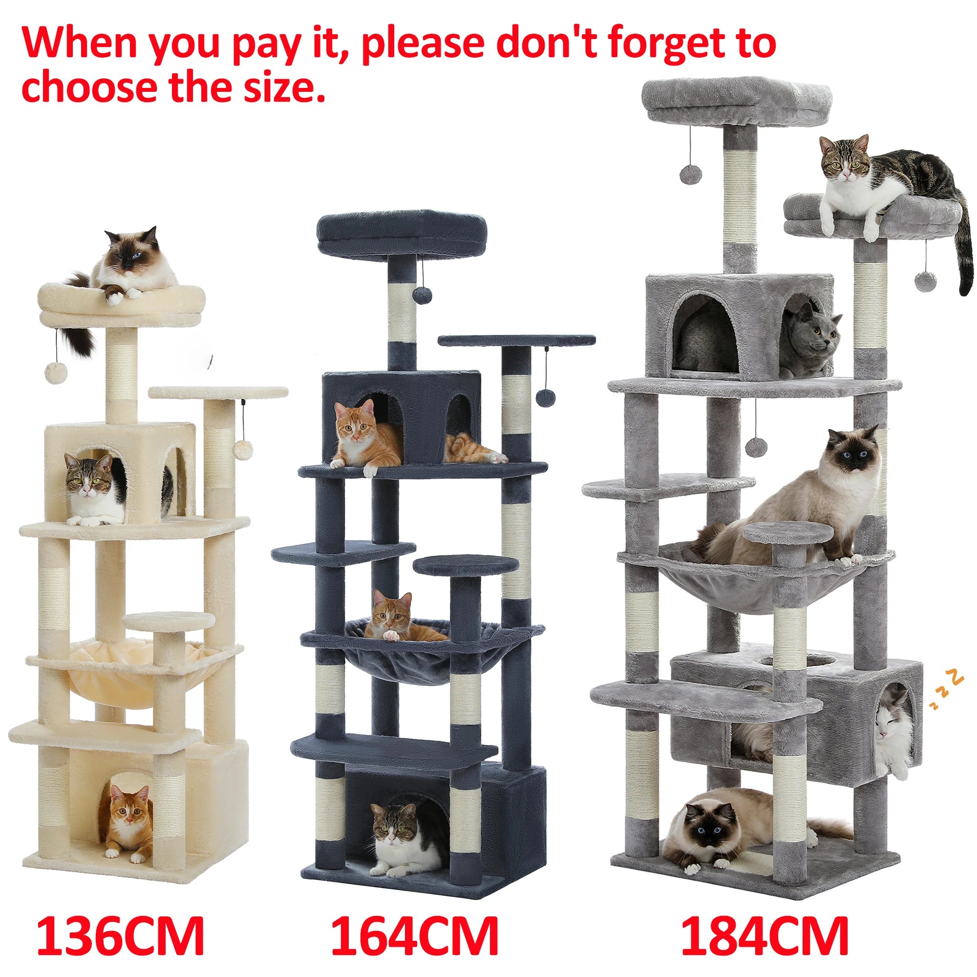 Large Cat Tree and Tower for Indoor Cats With Sisal-Covered Scratching Posts, Padded Perches and Condo