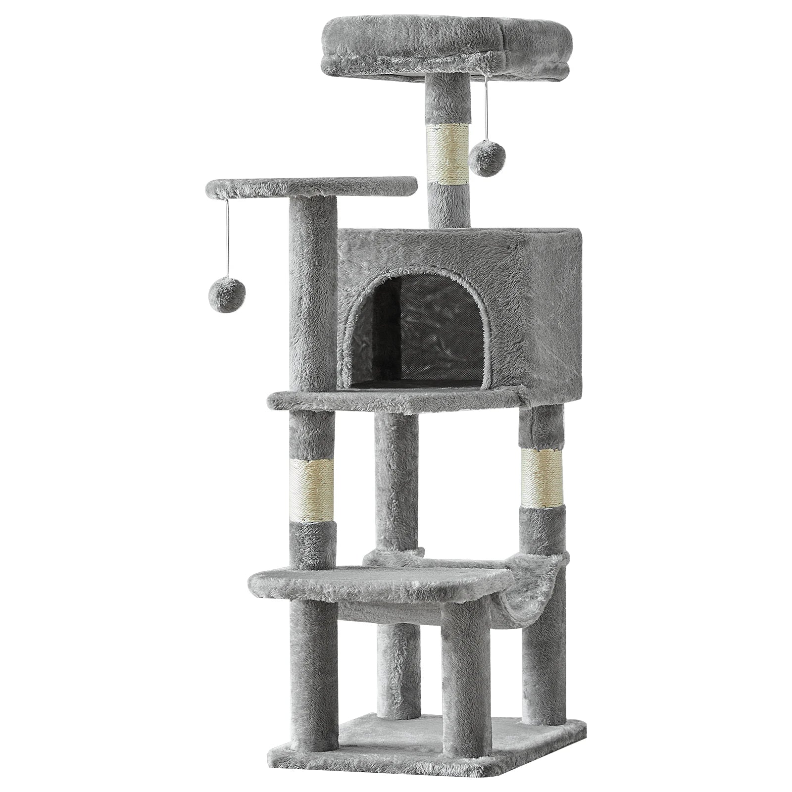 44 In. Tall Multi-Cat Climbing Tower Furniture, Scratching Posts, Stable