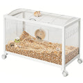 Hamster Cage with Wheels, Metal & Acrylic for Small Pets, Chew-Proof, Dual Doors, Easy Clean