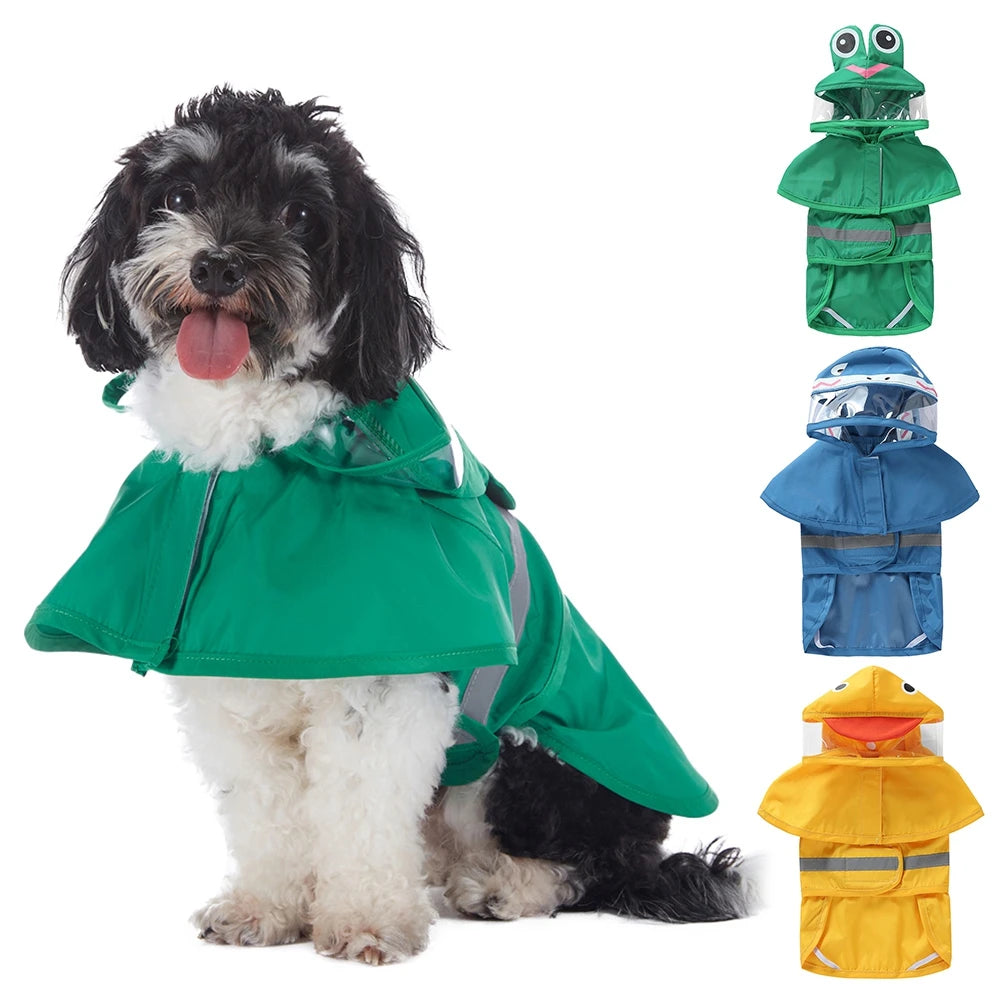 Fashionable Reflective Dog Raincoat, Cute, Hooded, Waterproof Jacket for Big Dogs