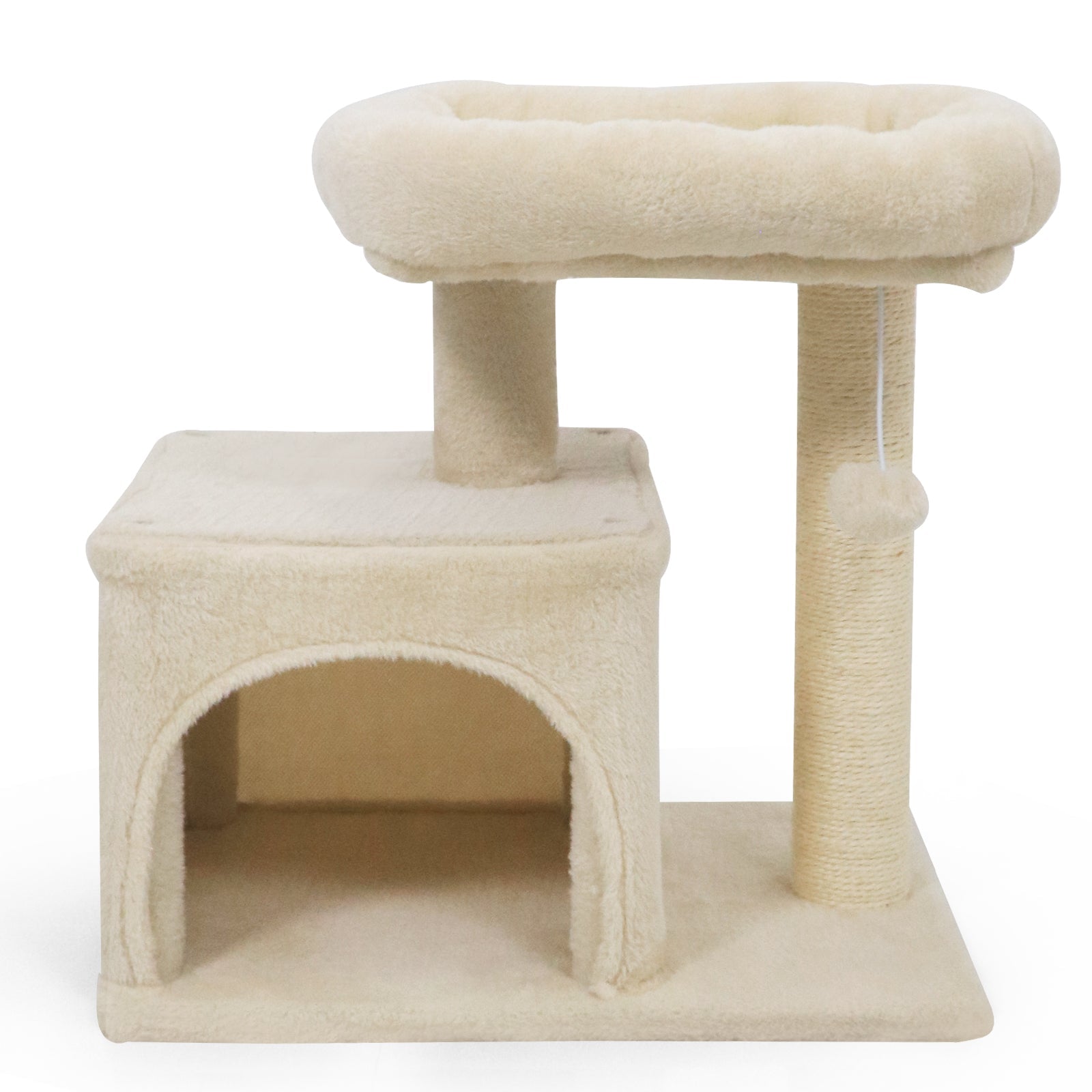 Small Cat Tree with Large Padded Plush Perch for Indoor Cats