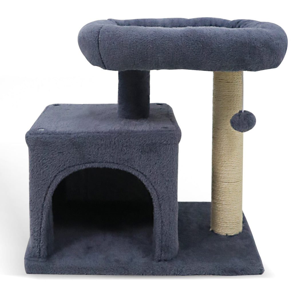 Small Cat Tree with Large Padded Plush Perch for Indoor Cats