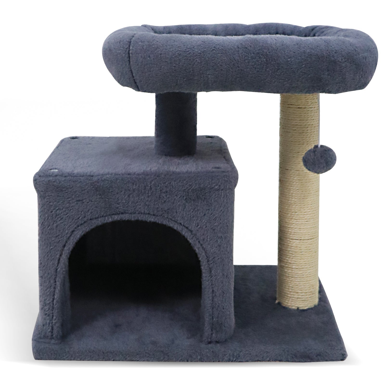 Small Cat Tree with Large Padded Plush Perch for Indoor Cats