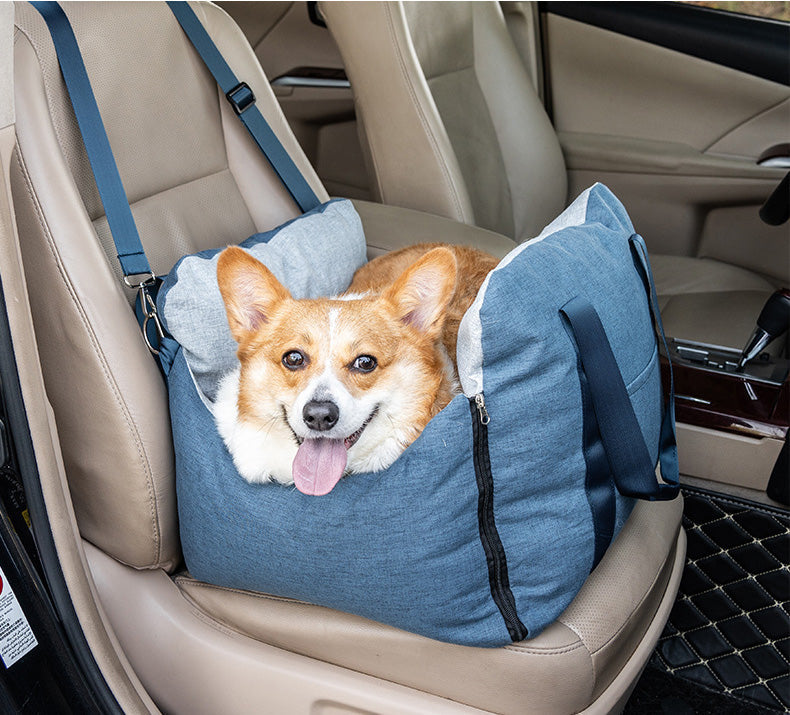 Dog Car Seat Portable Travel Pet Car Bed Safety Carrier Anti Escape Dog Booster Seat For Small Medium Dogs Cats Washable Soft Pet Car Seat With Storage Pocket & Safety Leash