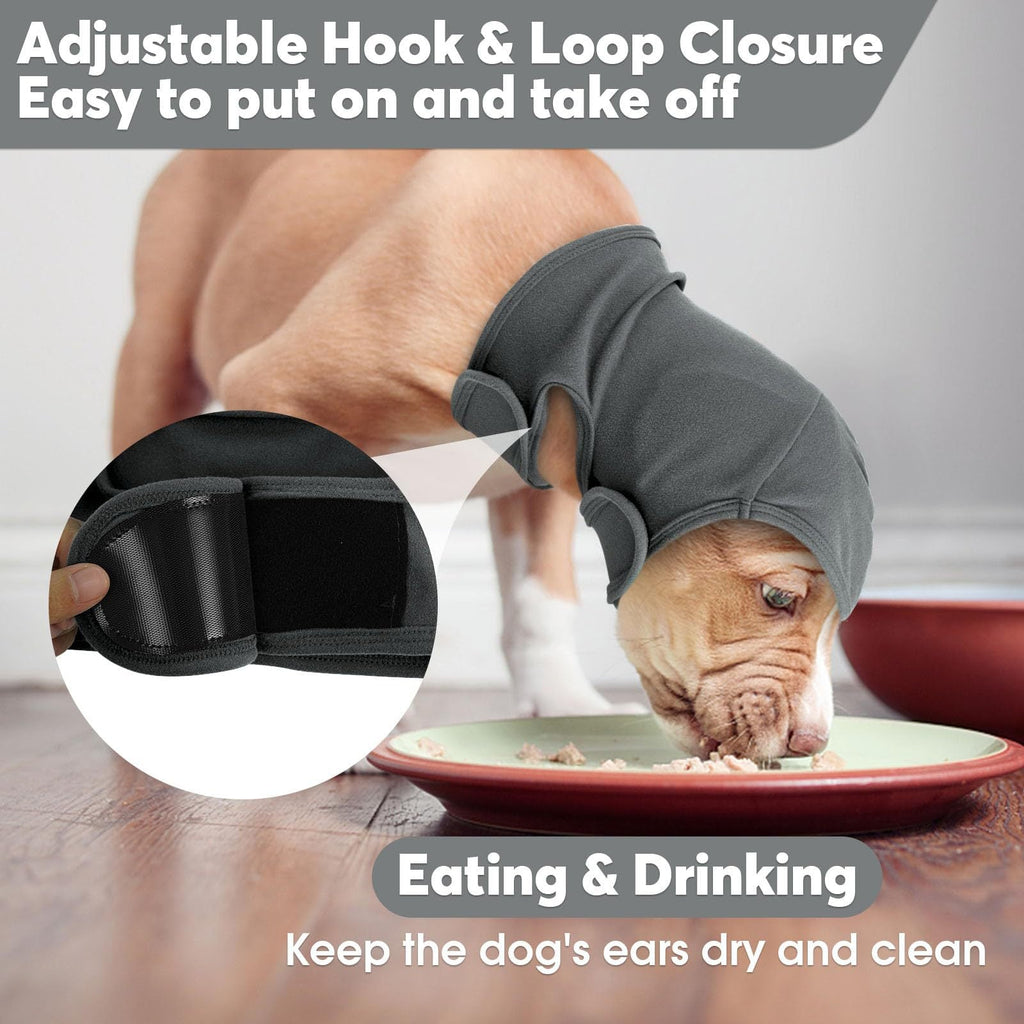 Calming Hoodie Dog Ear Covers-No Shake Hematomas Ear Wraps For Dogs, Adjustable Head Wrap Muffs Noise Cancelling Protector, Anxiety Relief, Fireworks & Grooming Bathing