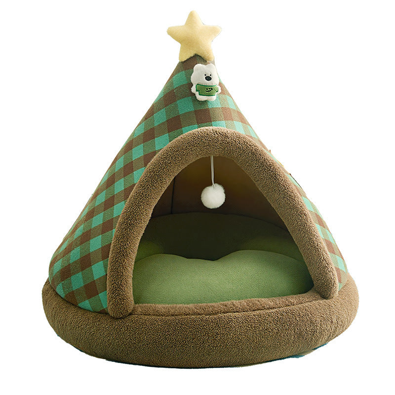 Four-Season Universal Closed-Style Christmas Cat Bed With A Sense Of Security