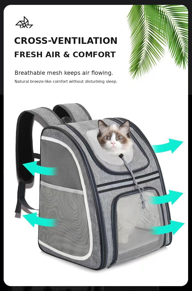 Cat Backpack Carrier Large Pet Backpack For Small Dog Medium Cat Puppy Kitten Bunny Up To 13lbs, Ventilated Mesh Dog Collapsible Travel Backpack For Hiking Walking Outdoor