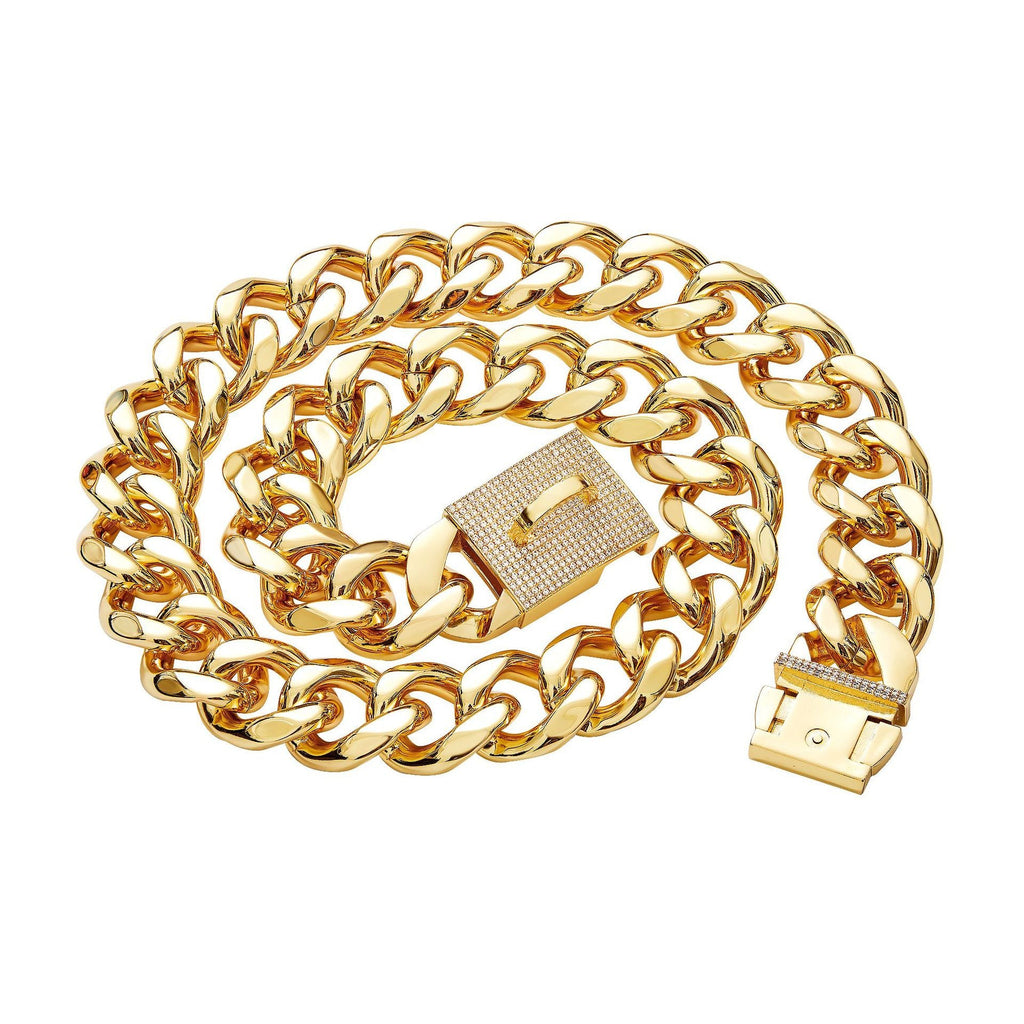 19mm Thick Medium-to-large Dog Collar Gold Color