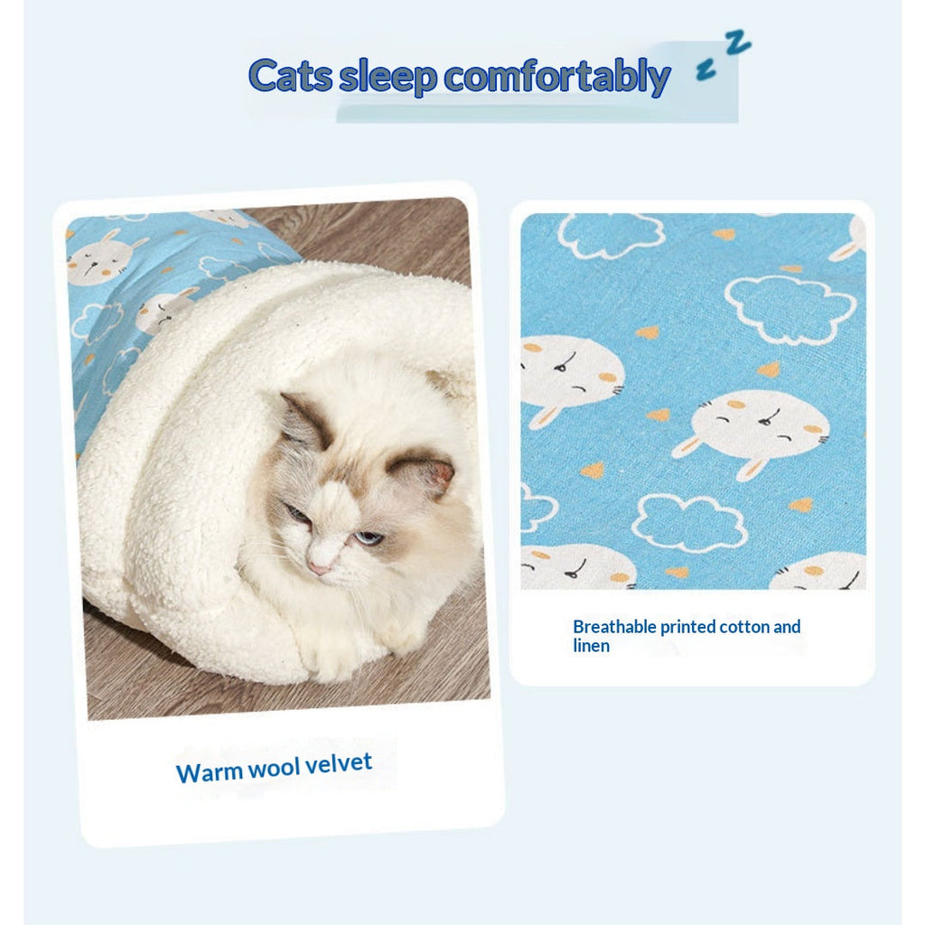 Thickened Cute Cartoon Enclosed Cat Sleeping Bag For Autumn Winter