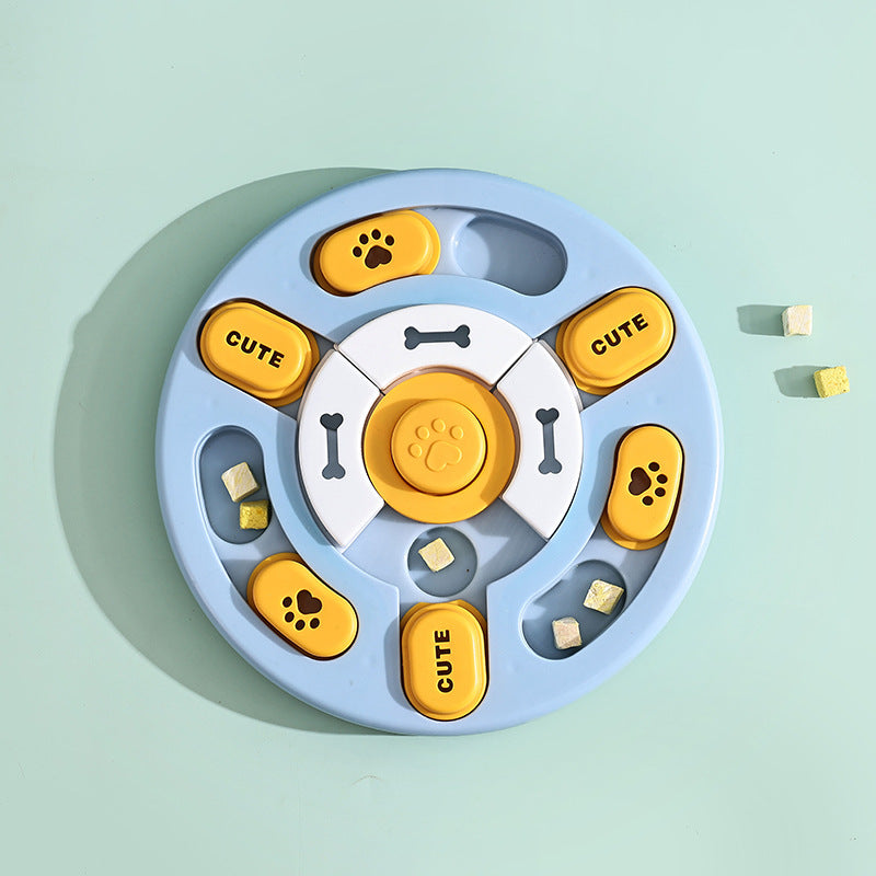 Pet Round Sounding Puzzle Toy In Blue And Yellow, Durable For Biting And Teething Training