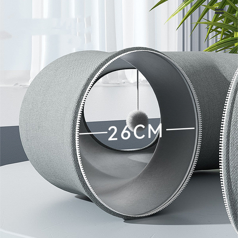 Round Cat Tunnel Nest Bed With Partial Cover And Summer Mat